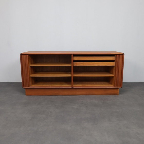 Image 1 of Danish Modern Teak Sideboard with Tambour Doors by Kibaek Møbelfabrik, Denmark, 1970s