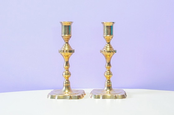 Set of 2 Vintage Brass Candle Holders by Glinde Line (photo 2 of 5)