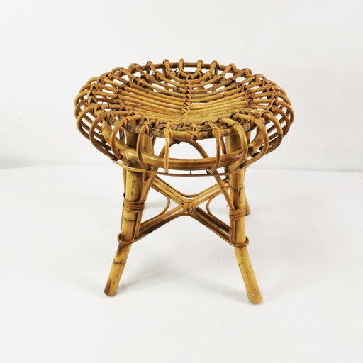 Kruk van rotan en bamboe, ontworpen door Franco Albini, Italië, jaren 60.