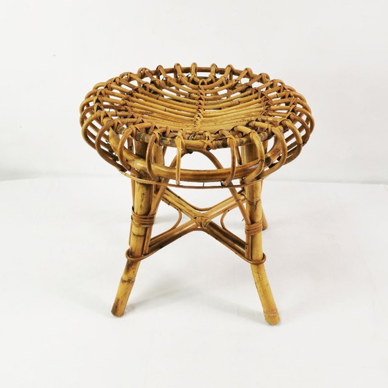 Image 1 of Kruk van rotan en bamboe, ontworpen door Franco Albini, Italië, jaren 60.