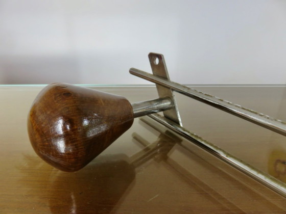 Image 1 of Porte manteau mural scandinave, bois et métal chromé, 60's 70's