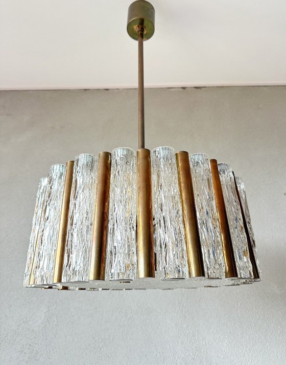 Vintage Kaiser Leuchten Chandelier – Glass, Brass (photo 3 of 12)