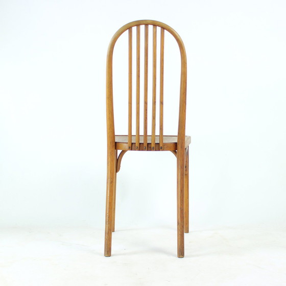Image 1 of Vintage Thonet Bentwood Eiken Stoel Met Origineel Etiket, Tsjecho-Slowakije, jaren 1920