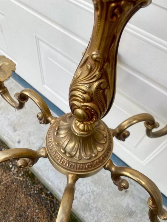 Image 1 of Lampadario in ottone in stile Luigi XV con 6 bracci