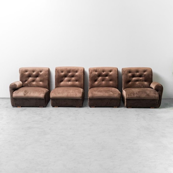 Image 1 of 4 SEATER MODULAR VELVET SOFA FROM THE 70S, MODERN VINTAGE