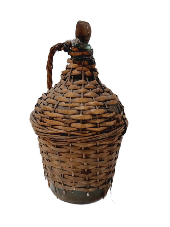 Image 1 of Dame-jeanne ancienne en osier et verre