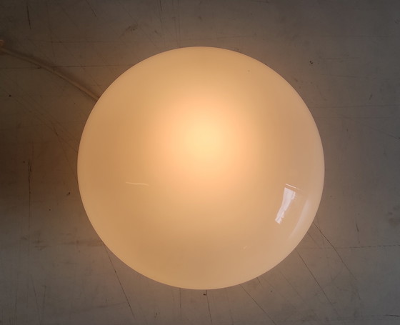 Image 1 of Bauhaus style ceiling or wall light with XL opaline globe shade - mid-20th century