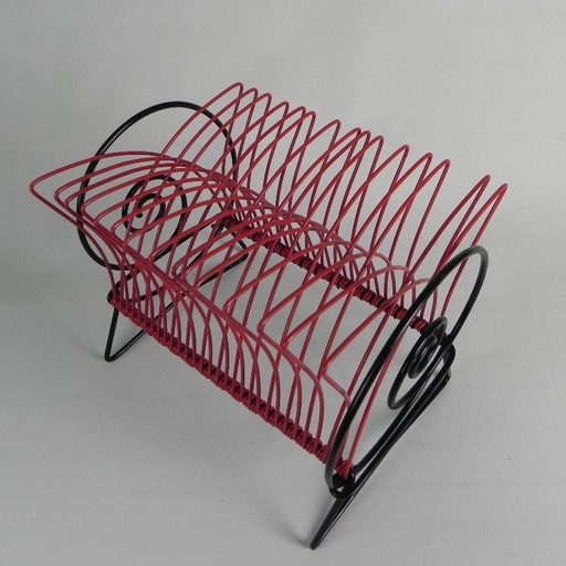 Porta dischi per singoli o LP, anni '50 – tijdschriftenrek, Iron, Plastic (photo 2 of 10)
