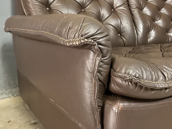 Image 1 of Canapé deux places seventies en cuir vintage