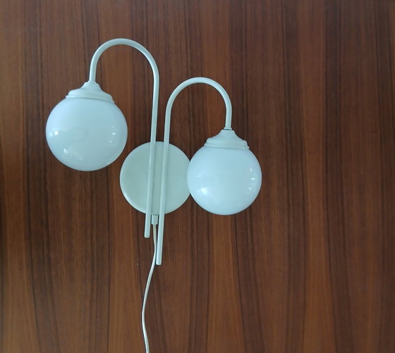 Wall light, Ball lamp - Space Age, 1970s, Vintage, Elco Lite, Metal, White (photo 2 of 7)