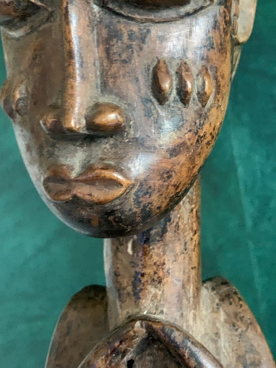 Rare Baoulé Ceremonial Spoon - Triple Figure. Acquired in Dakar, 1980s - 73 cm – Sculpture, Wood (photo 13 of 13)