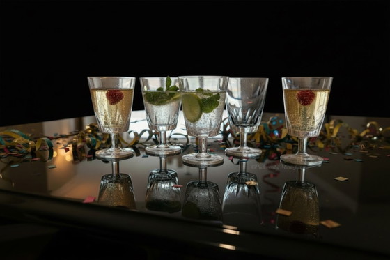 Image 1 of 6 verres à vin Peill & Putzler, modèle KORFU, design Horst Tüselmann.