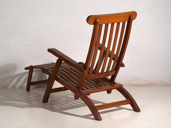 Antique Oak Deck Chair (Steamer Chair), Europe, circa 1920, Chaise longue, Brass, Brown, Rustic (photo 13 of 15)