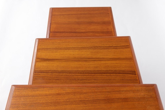 Image 1 of Set of 3 Teak Nesting Tables – 1970s Danish Mid-Century Modern Design, Vintage Side Tables, Scandinavian Teak Furniture