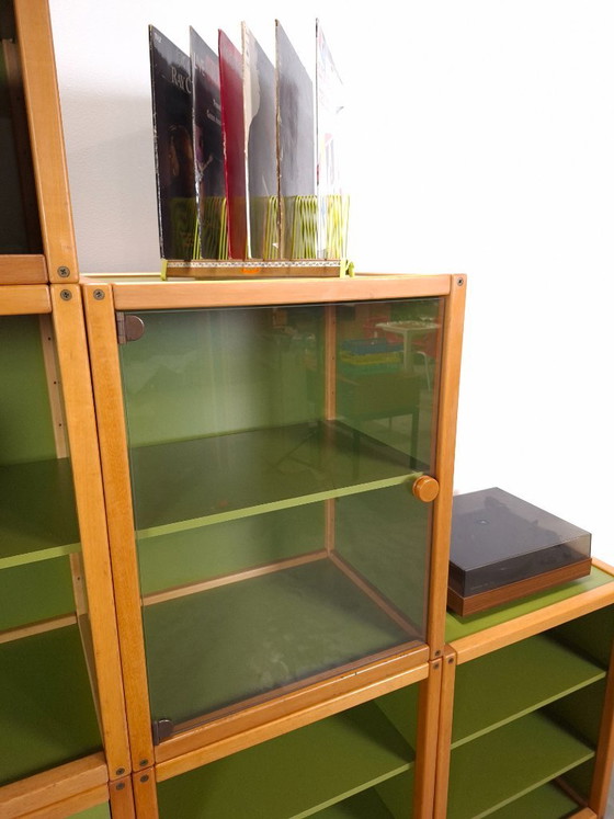 Design Flötotto Profilsystem Mobile modulare – 6 parti – Faggio verde, mobile LP, mobile 3 – Credenze alte (photo 12 of 24)