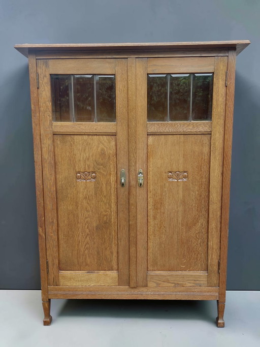 Antiker Art-Deco-Schrank mit Bücherregal