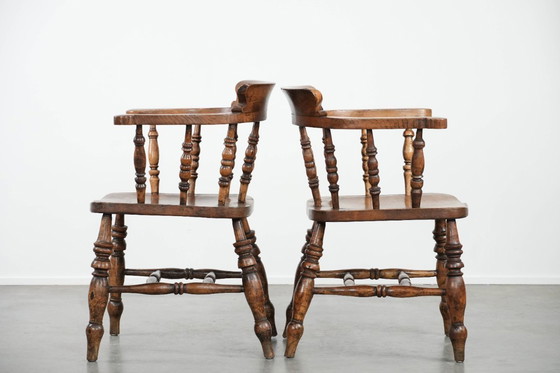 Image 1 of 2 sedie da capitano antiche inglesi dei primi del XIX secolo