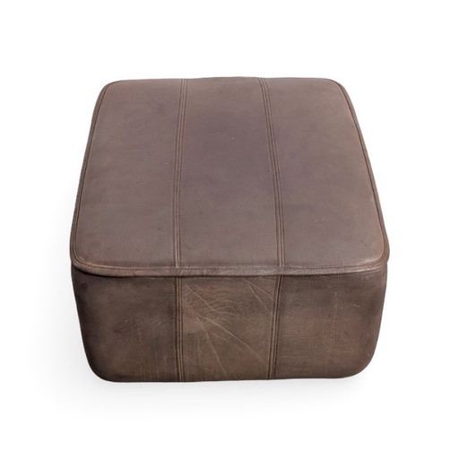 2x Original Mid Century de Sede Ottoman Stools, Buffalo Leather, Brown