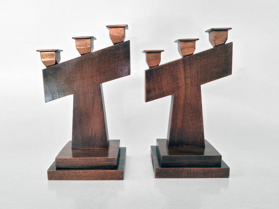 Image 1 of kandelaar set art deco 1930's