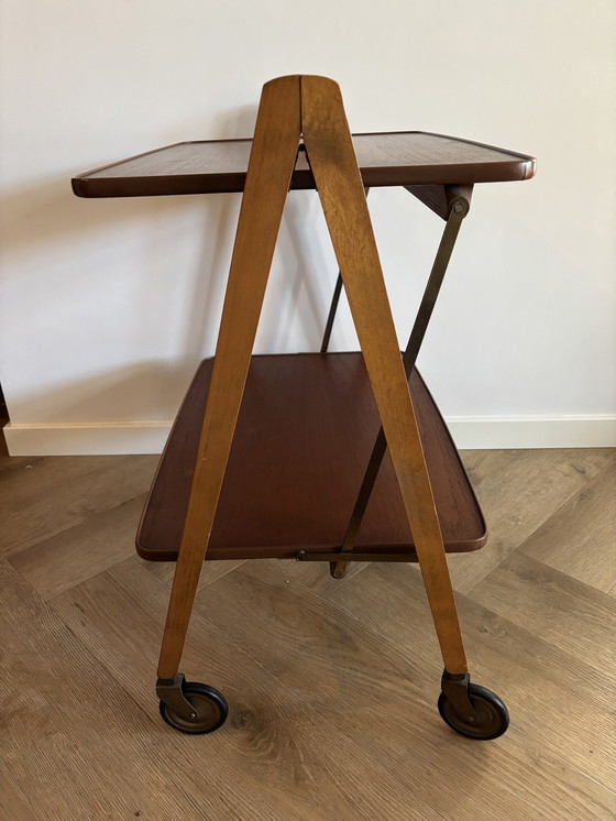 Image 1 of Vintage Scandinavische Opklapbare Serveerwagen Jaren 60/70 M