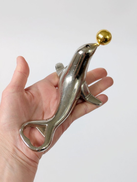 Image 1 of Apribottiglie e accendino Sea Lion, acciaio inossidabile e ottone, Germania Ovest 1960