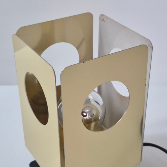 Image 1 of Vintage tafellamp uit de jaren 60 van verguld metaal, jaren 60 Space Age, jaren 60
