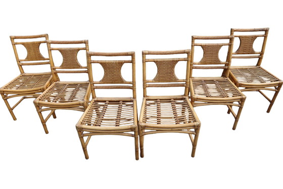 Image 1 of 6 sedie da pranzo in bambù