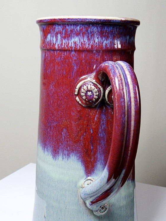 Image 1 of Jarra artística de gres de gran tamaño, obra de Lévéjac y Michel Goldstyn, con esmalte color sangre de buey flameado.