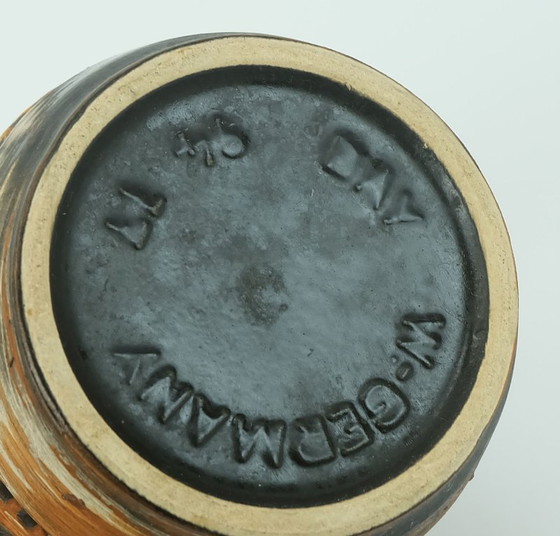 Image 1 of VASO in ceramica anni '60 con decoro floreale in rilievo multicolore modello 94 17