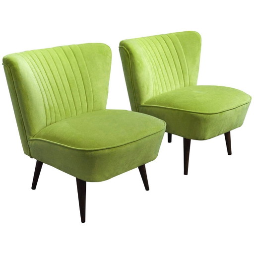 Juego de sillones club verdes húngaros, años 50