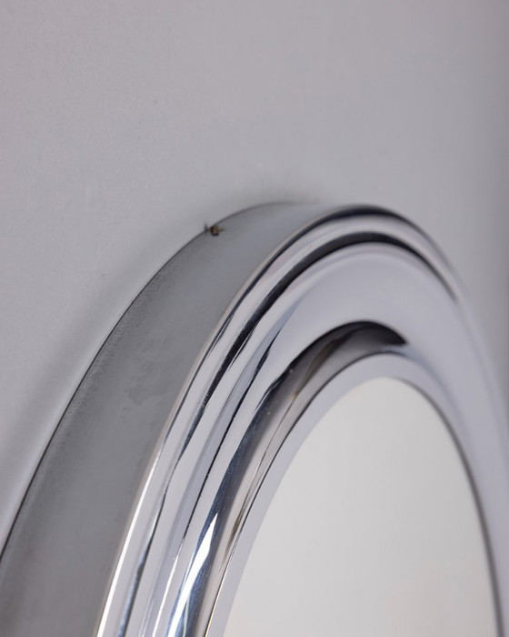 Image 1 of VINTAGE 1970S ROUND WALL MIRROR IN CHROME-PLATED METAL, ITALIAN DESIGN