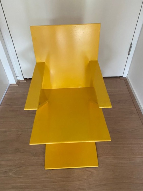 Silla Zig Zag pequeña con reposabrazos basada en silla Gerrit Rietveld – Taburetes, Wood (photo 3 of 10)