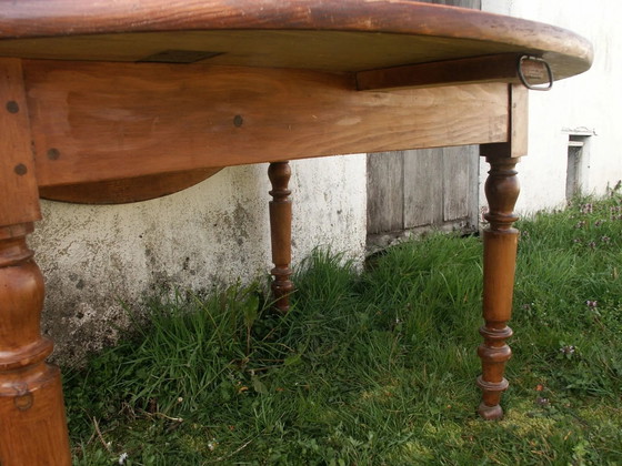 Tavolo rotondo a ribalta in faggio e pino – Tavoli da pranzo, Legno, Vintage (photo 4 of 14)