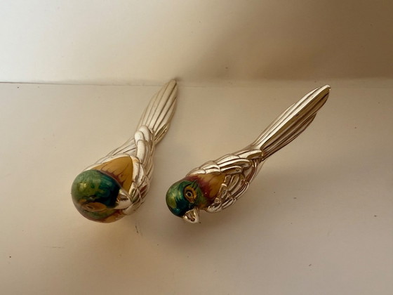 Image 1 of Uccelli smaltati in argento sterling Saturno