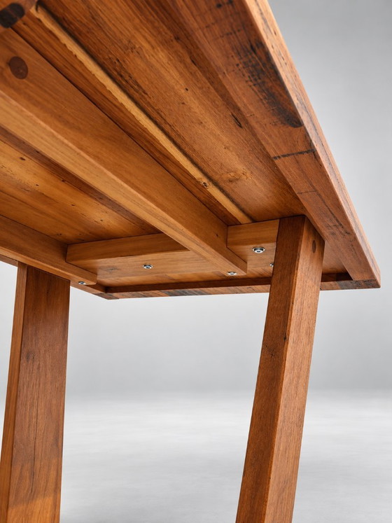 Hardwood dining table with V-shaped legs, recycled wood, Reclaim Studio, Brown, Rustic (photo 6 of 8)