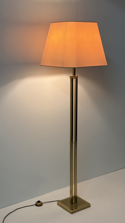 Lampadaire vintage en laiton massif, style années 70-80, design Deknudt