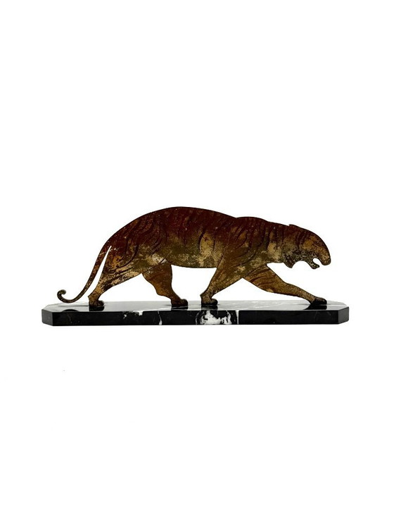 Image 1 of Art-Déco-Tigre-Skulptur aus Bronze, Frankreich, ca. 1930