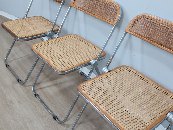 Image 1 of Set aus 4 Plia-Stühlen aus Holz und Wiener Stroh von Castelli aus den 1970er Jahren