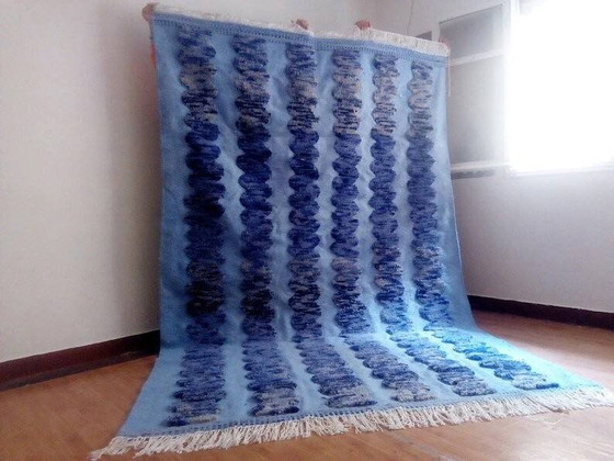 Tappeto marocchino tessuto a mano - motivo blu navy - lana - 300 x 196 cm – Tappeti, Wool, Cotton (photo 7 of 7)
