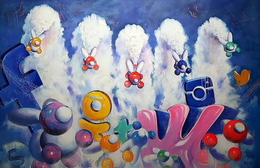 Peinture à l'Huile Originale Pop Art Symbolisme Intervention