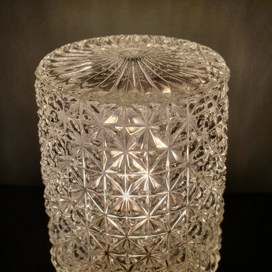 Image 1 of Vintage ceiling lamp clear glass - Facet glass in cylindrical shape