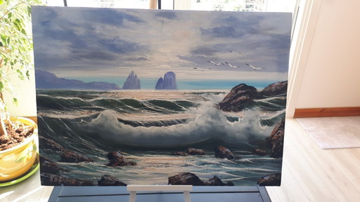 Bruno DI GIULIO - Mareggiata al Tramonto - Gemälde des Künstlers