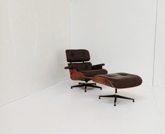 Image 1 of Herman Miller - Charles Eames - Pouf (2) - 670/B 671/B - Legno, Pelle, Alluminio - Senza prezzo di riserva