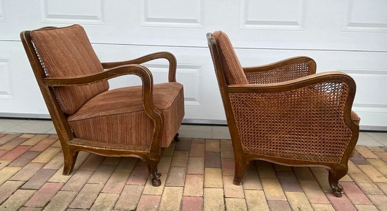 Antique Italian Armchair set of 2 1930s – Wicker, Rattan, Italian Design (photo 2 of 9)