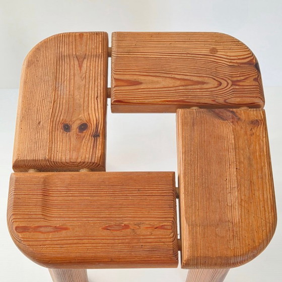Image 1 of TABOURET VINTAGE SUEDOIS SCANDINAVE 1950 EN PIN DE OLOF OTTELIN POUR FINNSAUNA
