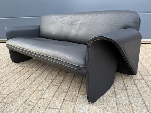 De Sede DS-125 3-Sitzer Schwarzes Büffelleder Hals 5mm WIE NEU!
