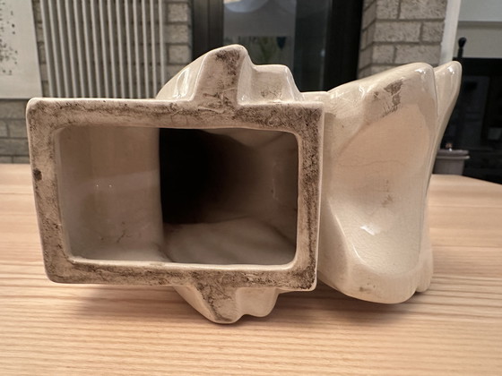 Image 1 of Art Deco craquele beeld duif Jacques Adnet