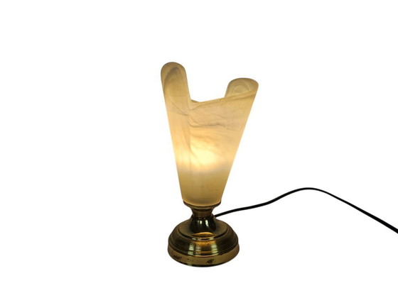 Image 1 of Goblet lamp - table lamp - brass - alabaster - 90s - design