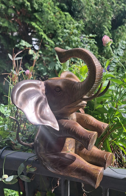 Vintage beeld van een olifant in brons – beeldhouwkunst, Bronze (photo 2 of 7)