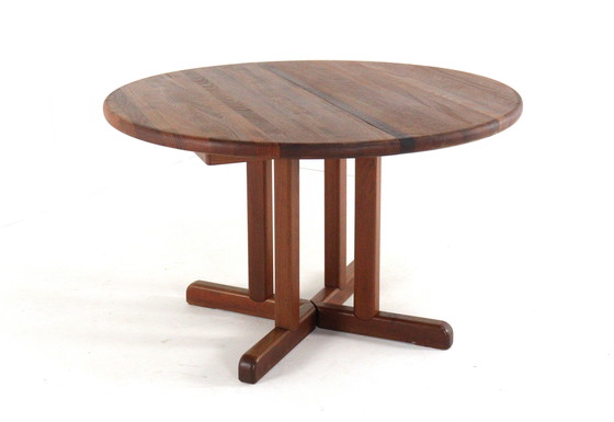 Image 1 of Tavolo da pranzo rotondo allungabile Dyrlund 2x vintage in teak massiccio